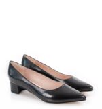 WERONICA - czarne czółenka na niskim obcasie z licowej skóry - obrazek 2