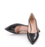 WERONICA - czarne czółenka na niskim obcasie z licowej skóry - obrazek 5