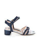 ZAJA - niebiesko srebrne sandałki na niskim obcasie