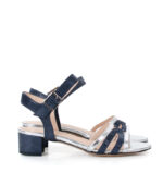 ZAJA - niebiesko srebrne sandałki na niskim obcasie