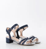 ZAJA - niebiesko srebrne sandałki na niskim obcasie - obrazek 2