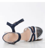 ZAJA - niebiesko srebrne sandałki na niskim obcasie - obrazek 5