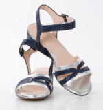 ZAJA - niebiesko srebrne sandałki na niskim obcasie - obrazek 4